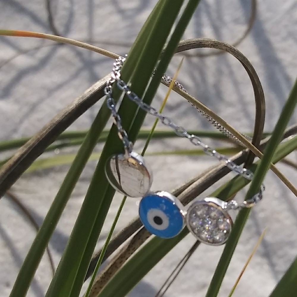 Turkish blue eye necklace. Sterling Silver 925